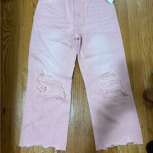 Altar'd State Light Pink Distressed Straight Leg Jeans